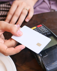 customer making a purchase via card payment in-store