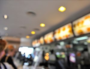 QSR queue and digital menu screen