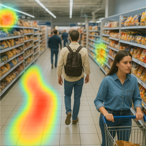 Retailer analyzing foot traffic data to measure in-store retail media performance